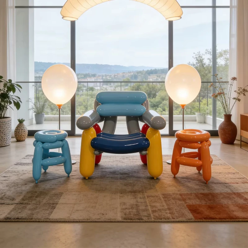 

Modern Fiberglass Balloon Armchair Creative Leisure Chair Unique Living Room Seat Aesthetics Art Decorative Furniture