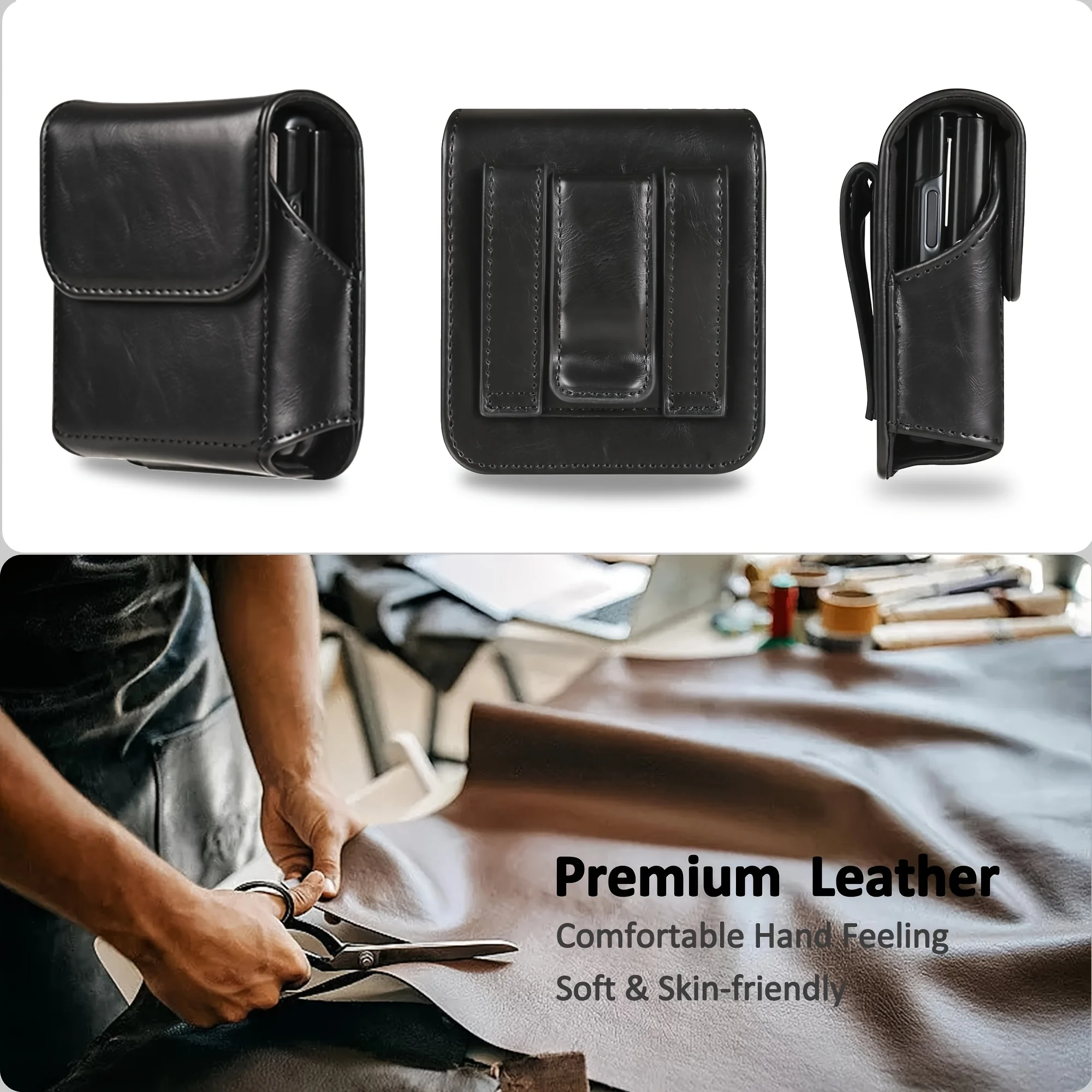 حقيبة خصر لهاتف Moto razr 60 Ultra/ZFlip4/P50 PocketS - حقيبة هاتف قابلة للطي مقاومة للماء ومقاومة للاهتراء، حمالة متعددة الجيوب قابلة للتعديل #3