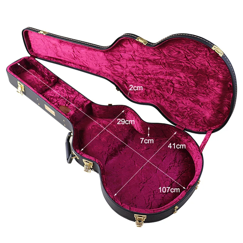 Black Leather Guitar Hardcase Wood Case Superior PVC Leather Material Velvet with Red Foam Lining for 40 Inch 41 Inch with flaw