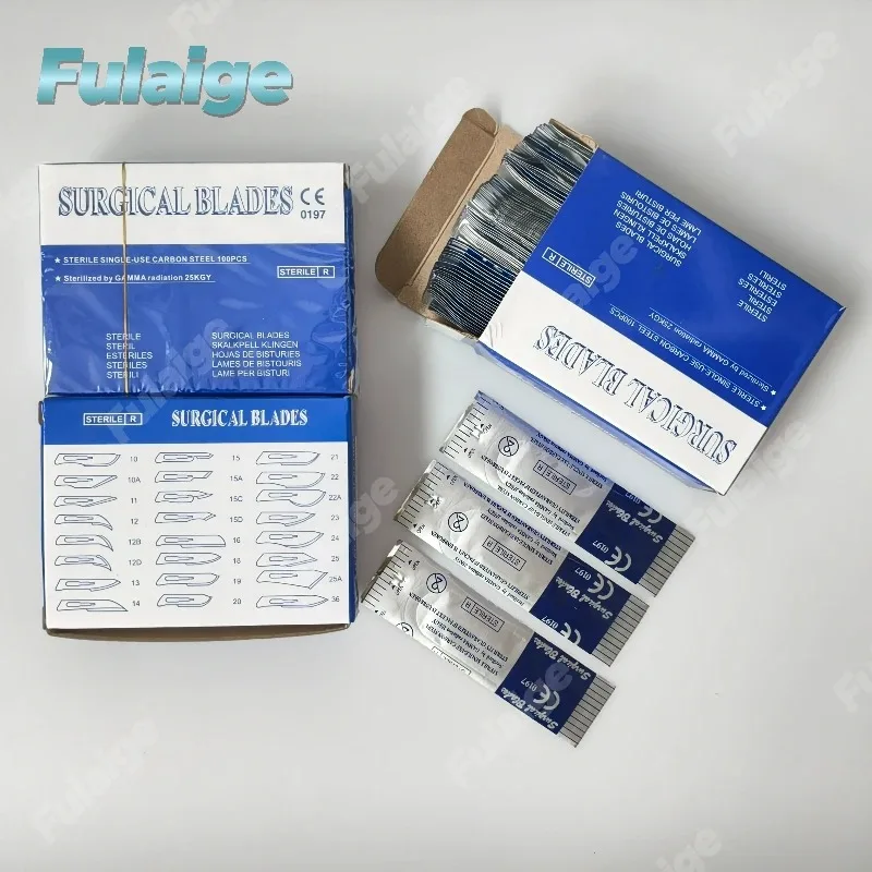 100PCS/Box Disposable Sterile Surgical Blades Scalpel Kit for Dental & Medical Procedures