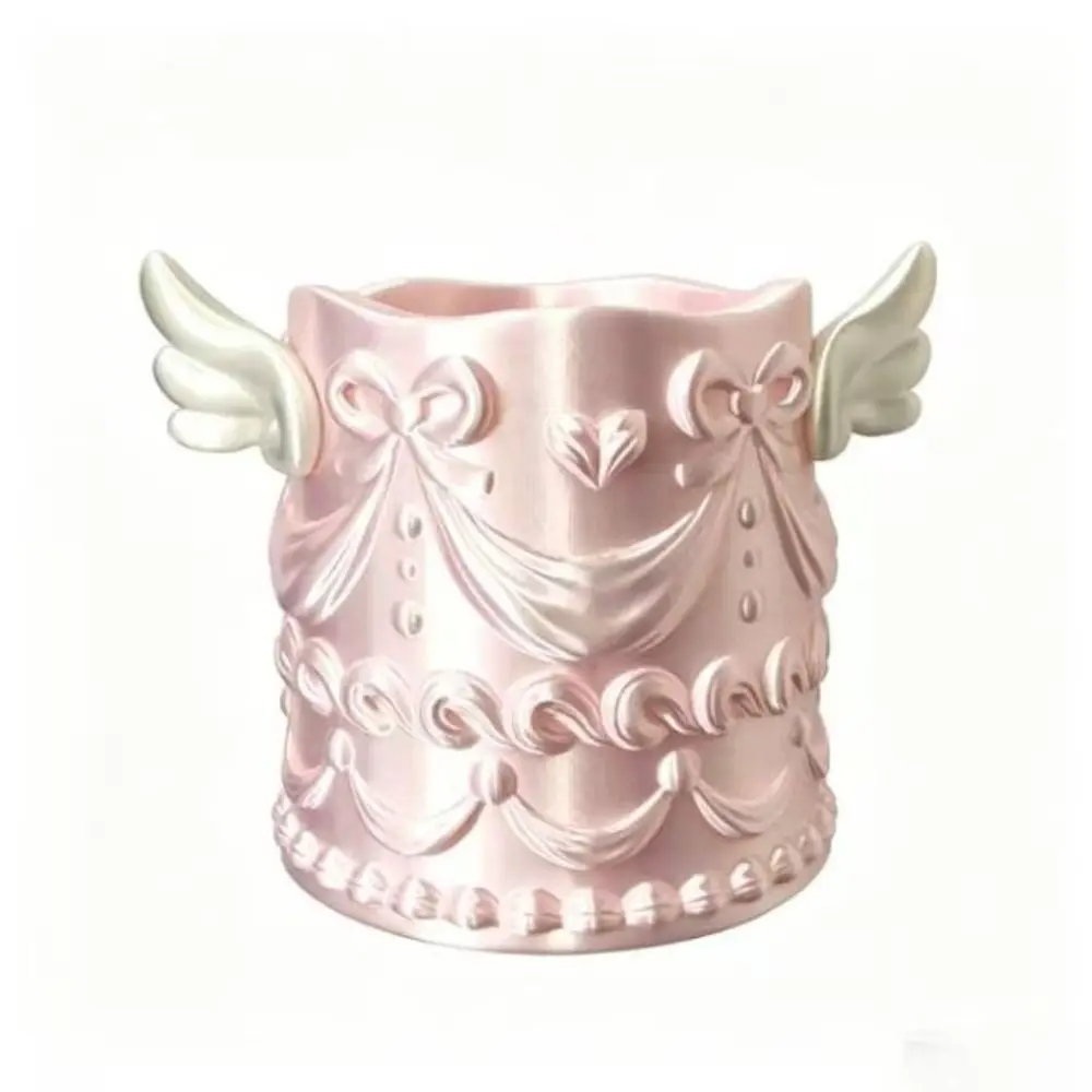 Silk Texture Makeup Brush Holder Relief Design Desktop Storage Desktop Pen Cup Brush Bucket Luxury Makeup Organizer