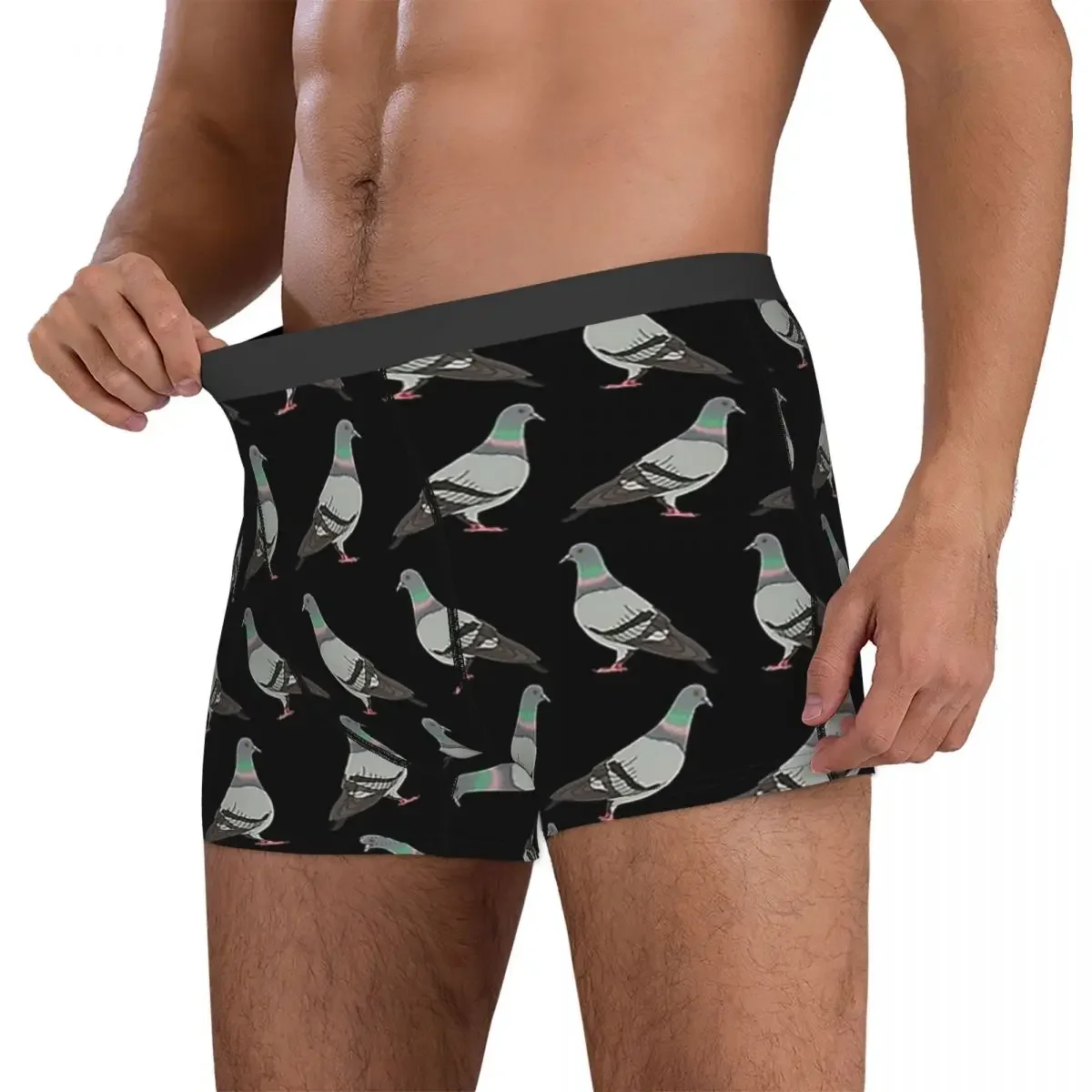 Boxer Underpants Shorts Pigeon Walk 2020, Black Background Panties Male Soft Underwear for Homme Man Boyfriend Gifts