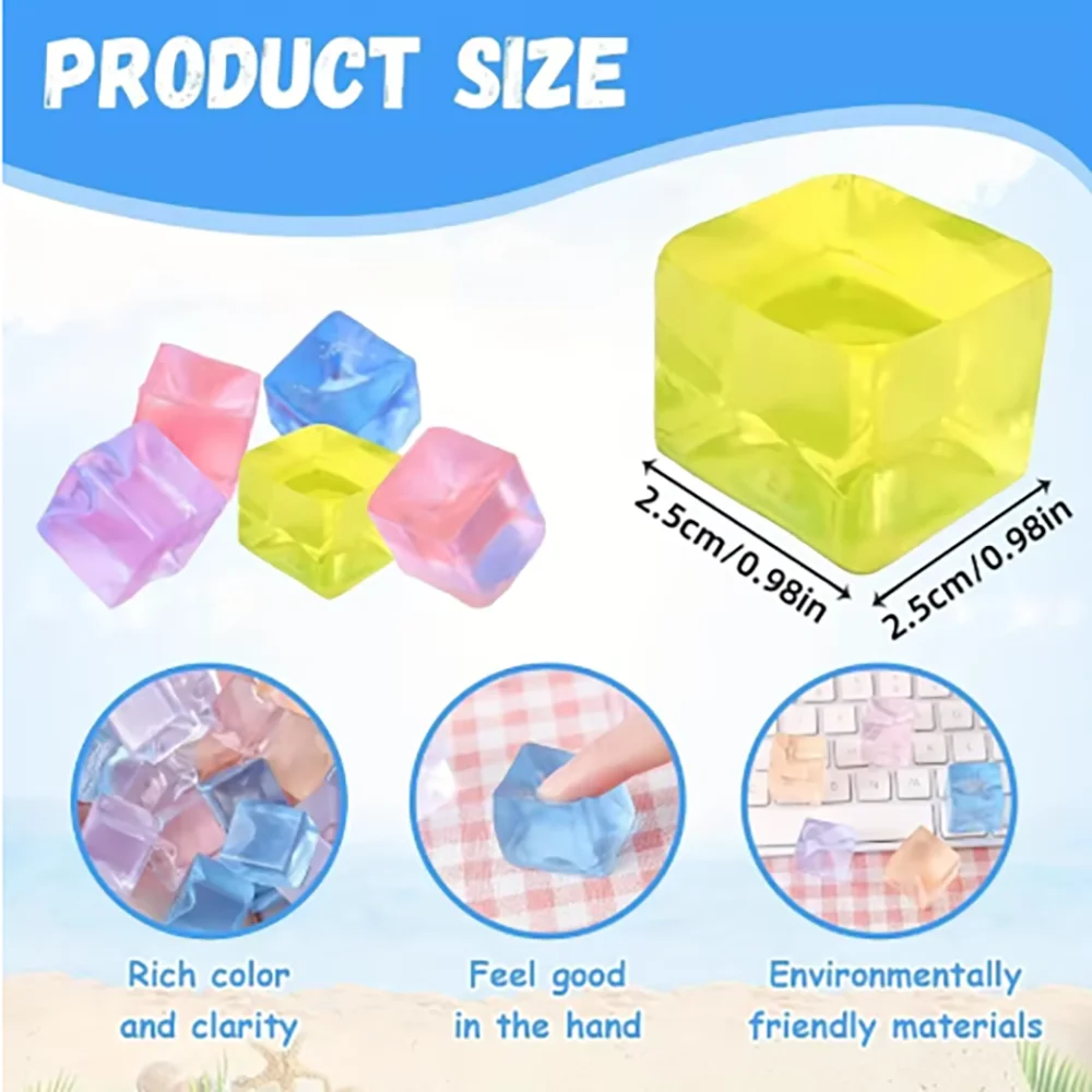 10pcs Random Color Mini Ice Cubes Soft Pinch To Relieve Daily Stress And Tension Slow Rebound Children's Birthday Party Gift Toy