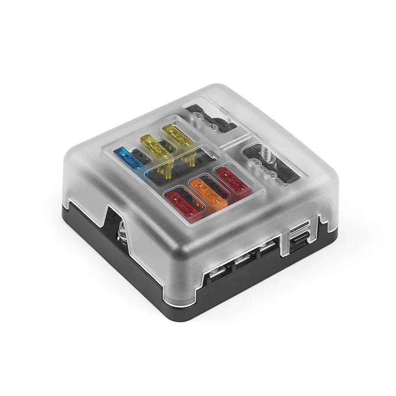 6-Way Protection Circuit Auto (Car) Blade Fuse Box Holder Block With Light And Negative