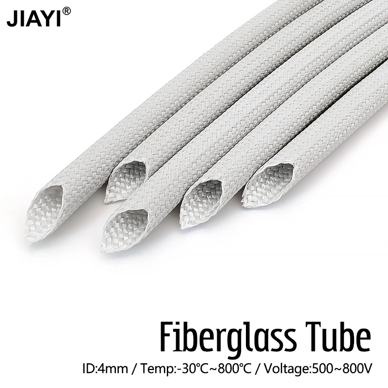 Fiberglass Insulation Tube ID 4mm 800Deg.C HTG Gray Cable Sleeve Chemical Fiber Glass Sleeving Alkali Free Fiber Braided Sleeved