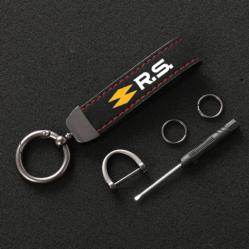 Suede Metal Buckle Car Keychain Business Gift with Logo keyring For Renault RS Clio Scenic Logan Megane Koleos Sandero Safrane