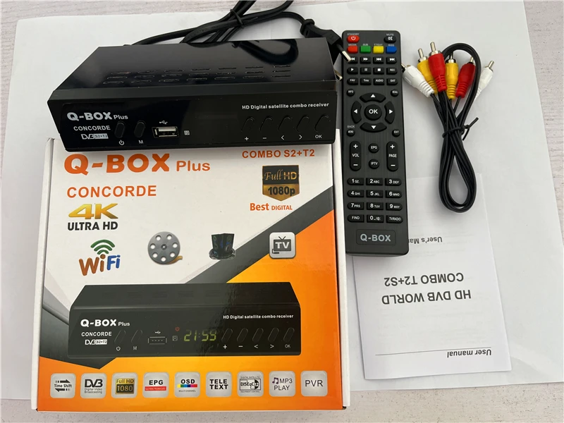 

Q-BOX Plus DVB-S2 DVB-T2 Combo Q-BOX Satellite TV Receiver H.264 MPEG 4 DIGITAL TV Decoder 1080P Set Top Box for Tanzania Uganda