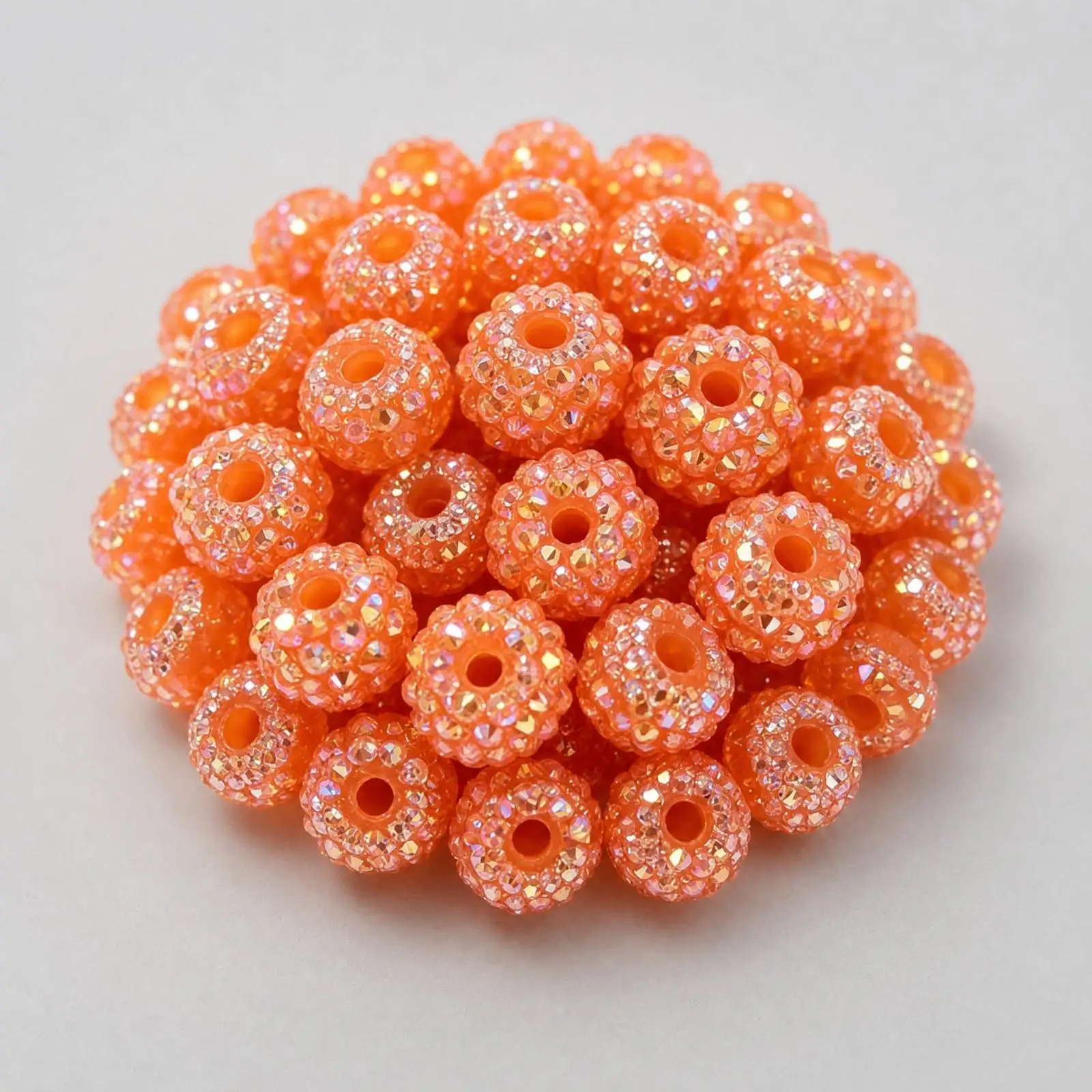 Lightweight Acrylic Decorative Beads for Bracelet Necklace Jewelry Making DIY Craft Charms with Central Hole Orange