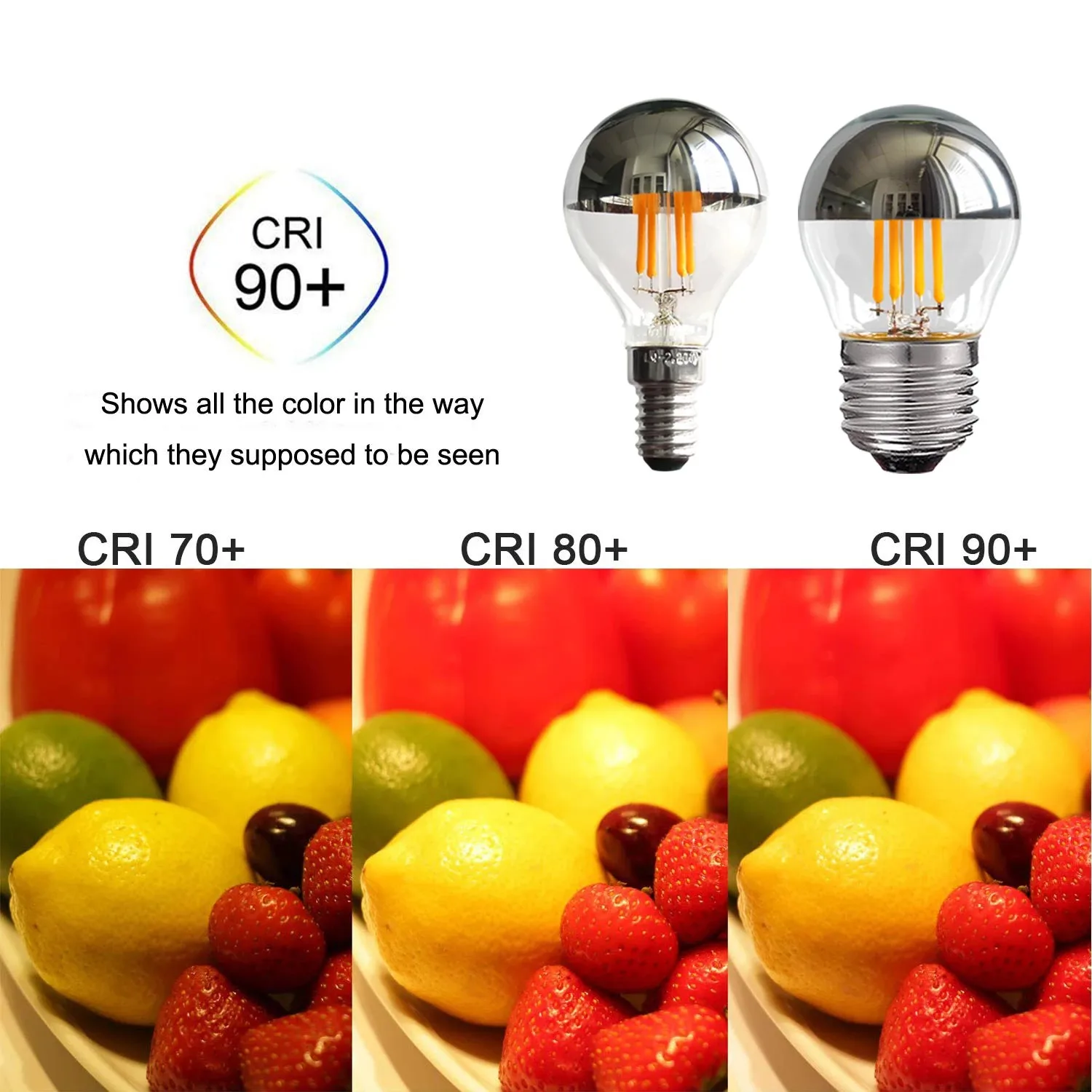 G45 globo E14 lámpara Led espejo plateado 4W bombilla de filamento LED Retro E12 110V E27 blanco cálido 2700K iluminación decorativa regulable