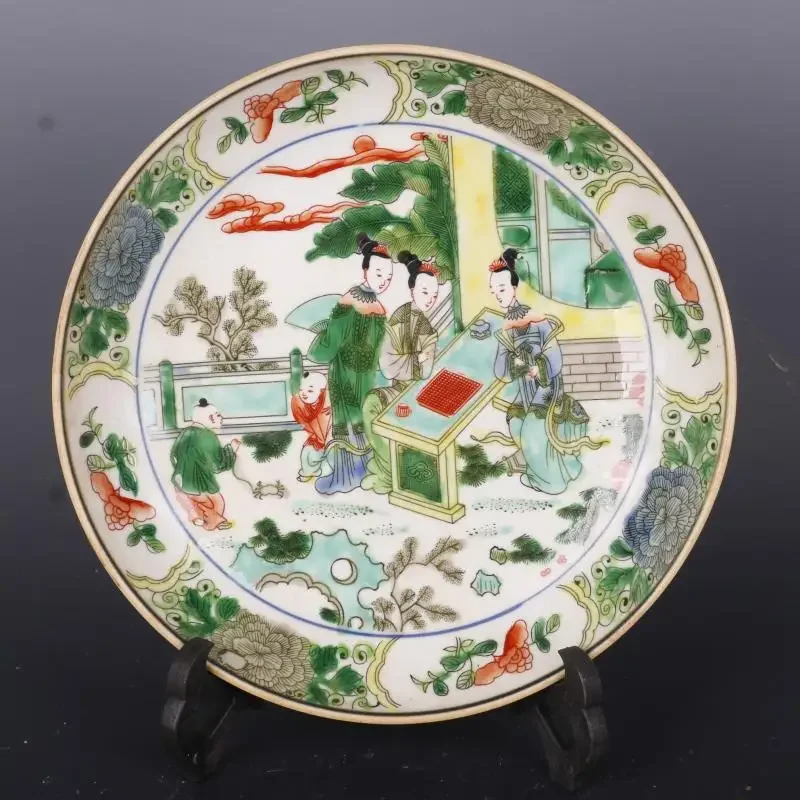 

Цин Канси древний цветной персонаж Story Plate ручной работы антикварный фарфор домашние китайские антикварные украшения коллекция старых товаров