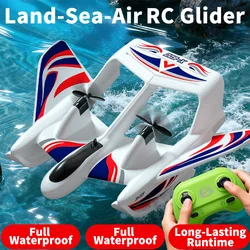 Amphibious Waterproof EPP Foam Fixed-Wing Glider Aircraft 2.4G Radio Control Airplane with LED Lights Plane Toys
