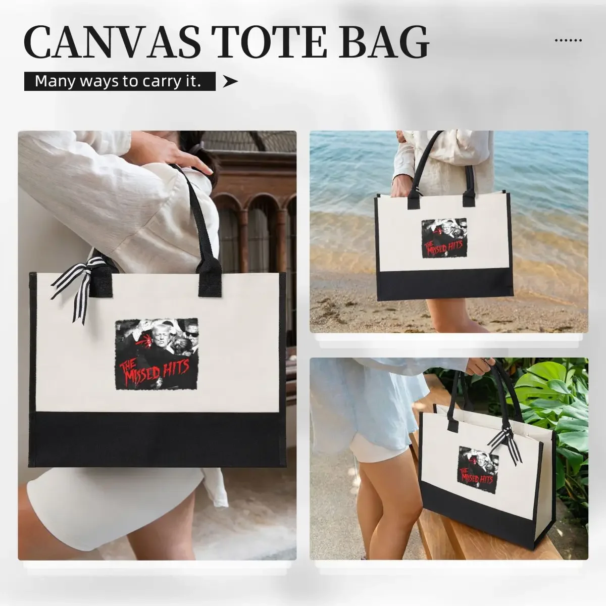 Canvas Gift Shopping Bag The Missed Hits Canvas Large Capacity Bag Customizable Quality Gifts