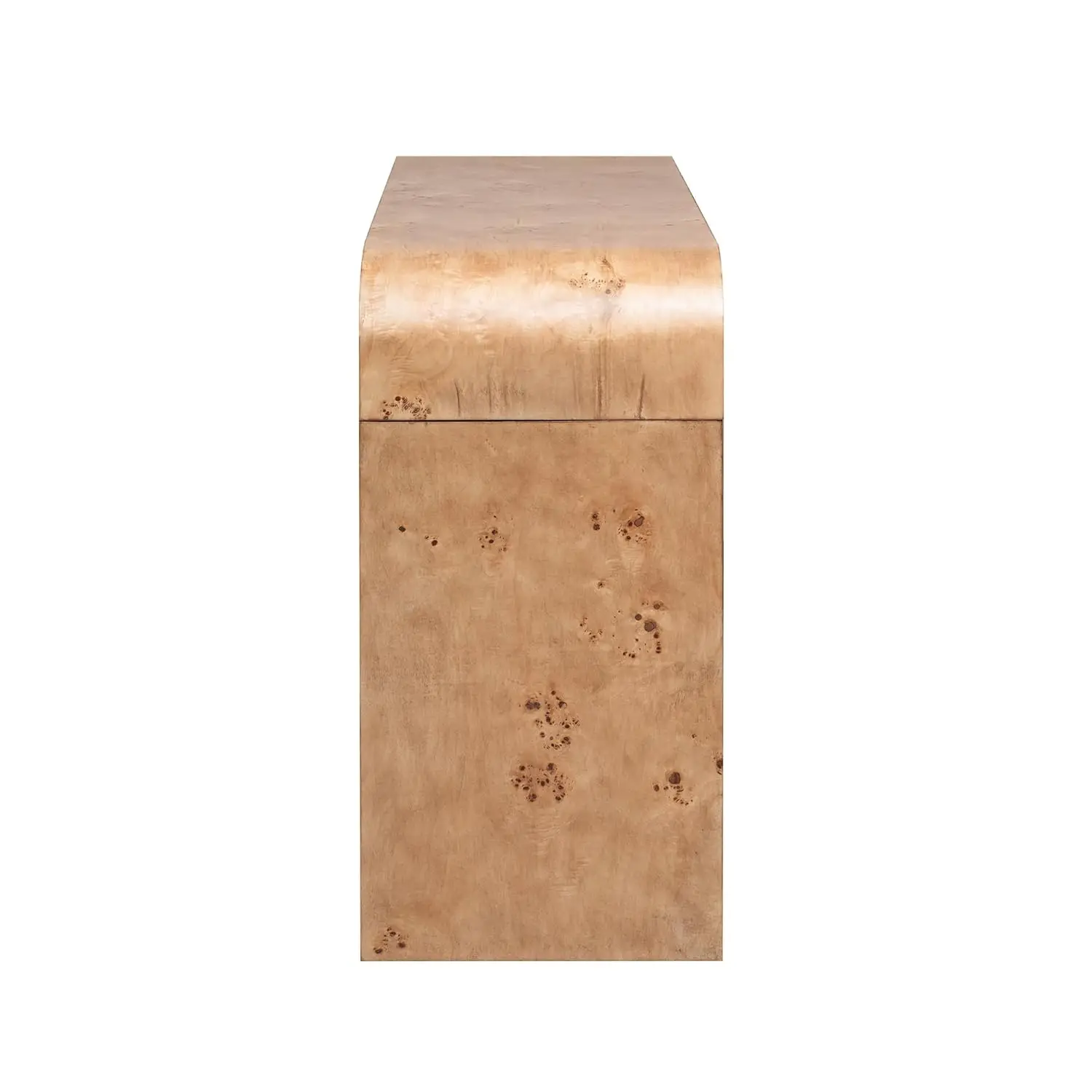 Wooden Console Table with 2 Large Drawers, Half Moon Sofa Table for Enryway, Natural Wood+Brown, Customized image 5