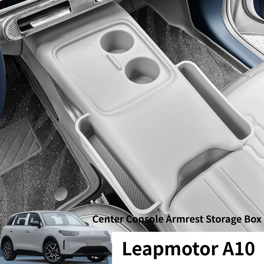 leapmotor-a10-b03x用、ポケット付き、ワイヤレス充電対応、滑り止め加工を施した一体型センターコンソールマット。内装のカスタマイズに最適。