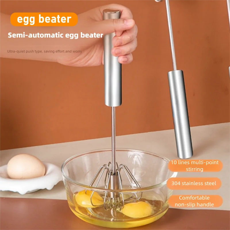 خافق البيض من الفولاذ المقاوم للصدأ، خلاط شبه أوتوماتيكي متين لخلط كريمة البيض بدون جهد، التحريك والضرب لخبز المطبخ #2