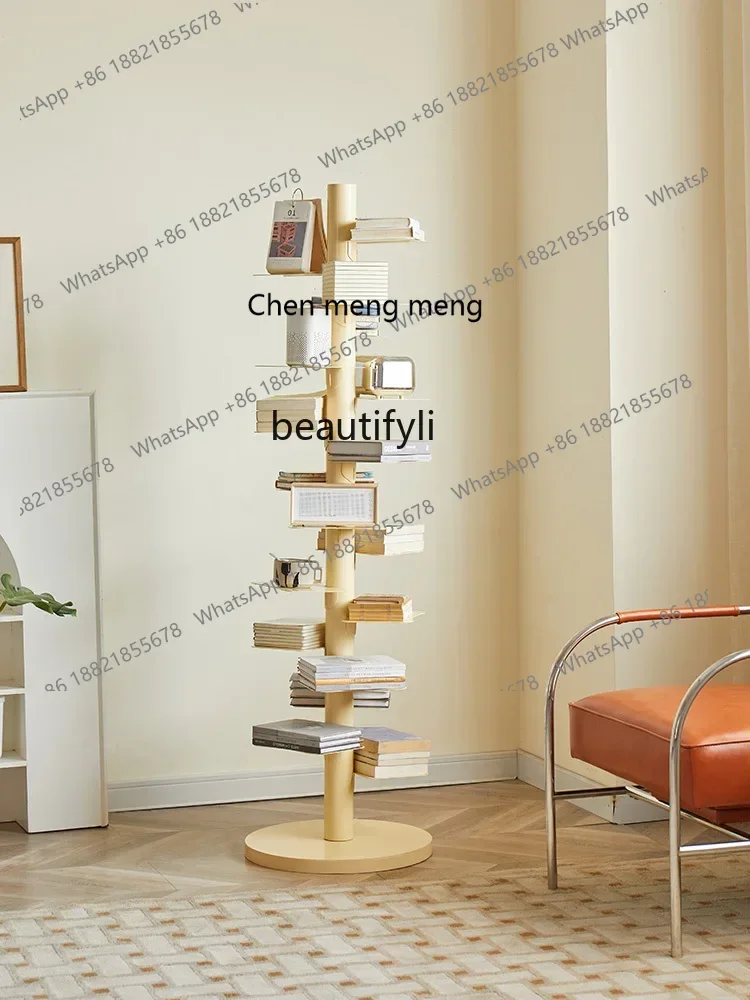 ss7486 Rotating Bookshelf Floor Multi-Layer Wrought Iron Corner Invisible Reading High-Rise Storage Rack corner shelf