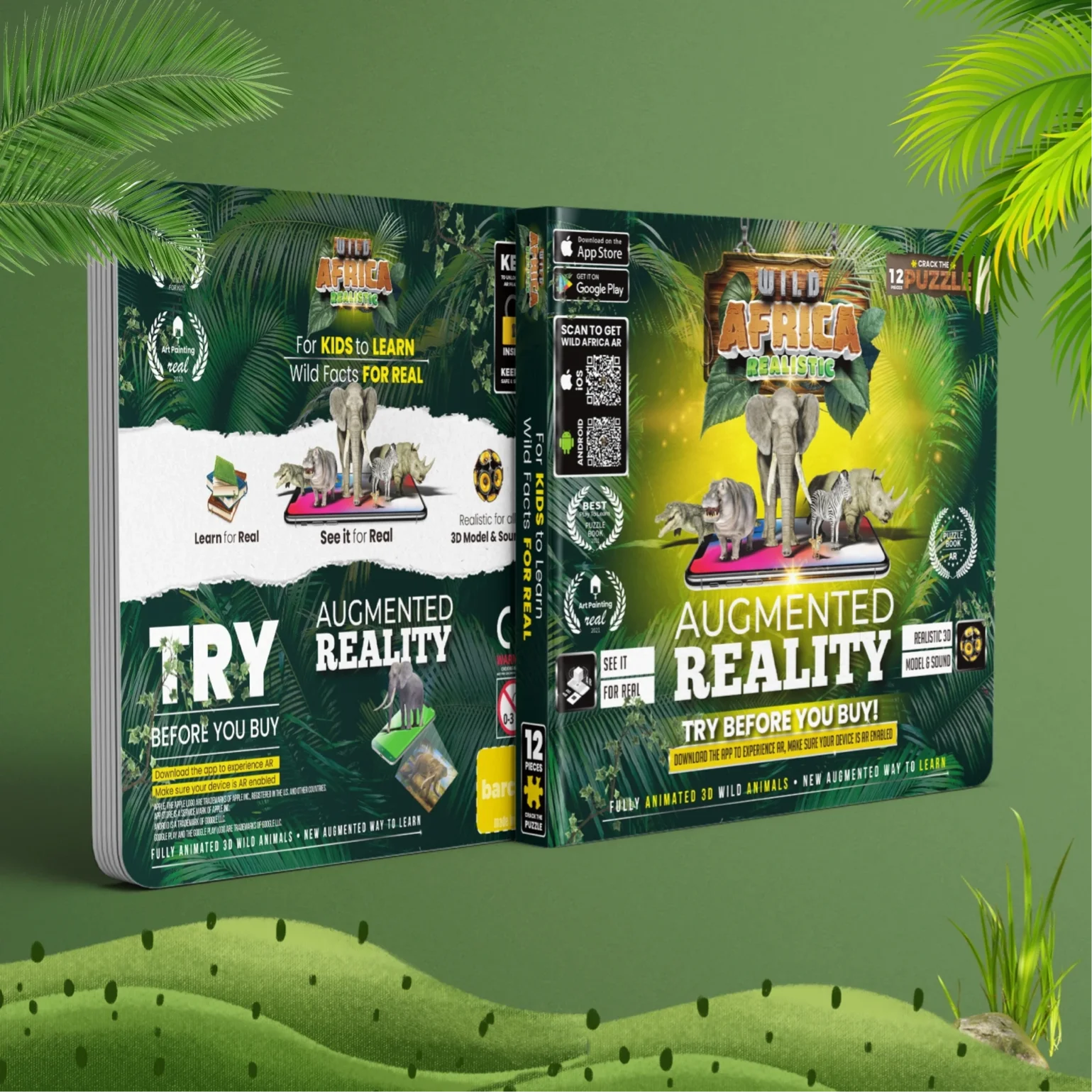 AR Technology Wild Africa Puzzle a Gift for Children for Boys and Girls Family Activity Early Education Explore Different Animal