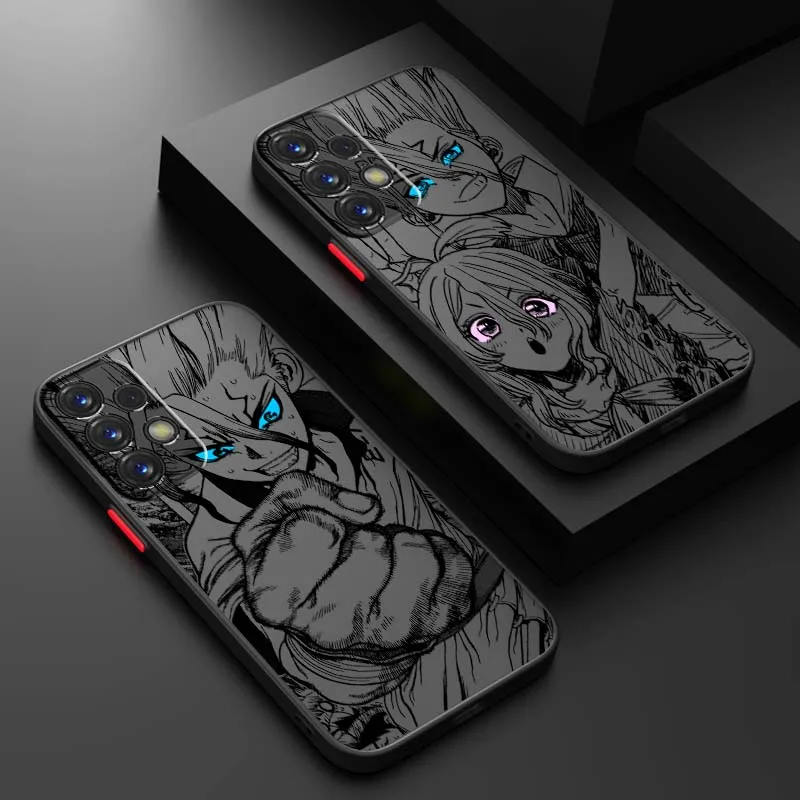 

Anime Dr STONE Logo Luxury For Samsung A56 A42 A36 A34 A33 A32 A23 A16 A26 A07 Note 20 5G Frosted Translucent Phone Case