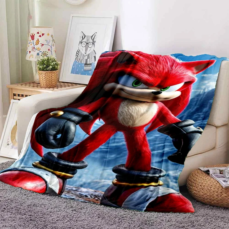 3D Retro Game S-Sonic Cartoon Soft Plush Blanket,Flannel Blanket Throw Blanket for Living Room Bedroom Bed Sofa Picnic Gift