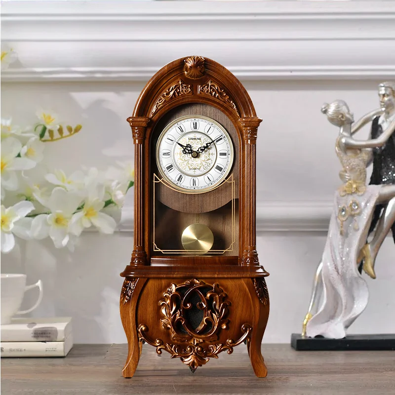 Old-Fashioned Clock Creative Time Reporting Luxury Living Room Retro Domestic Antique Desktop Clock Mute