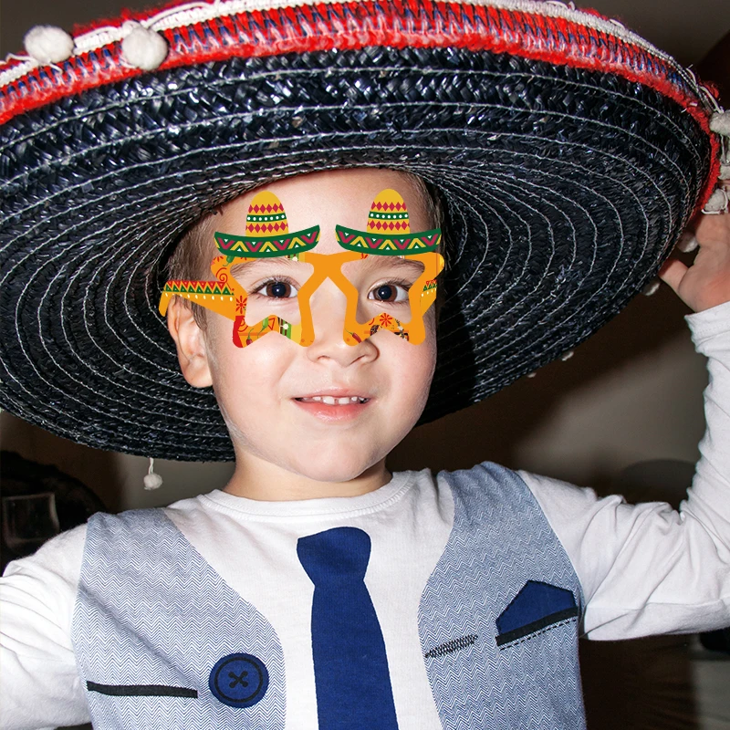 6/12pcs Mexican Fiesta Party Paper Sunglasses Masks Funny Crazy Party Glasses Cactus Chili Taco Photo Booth Props Supplies