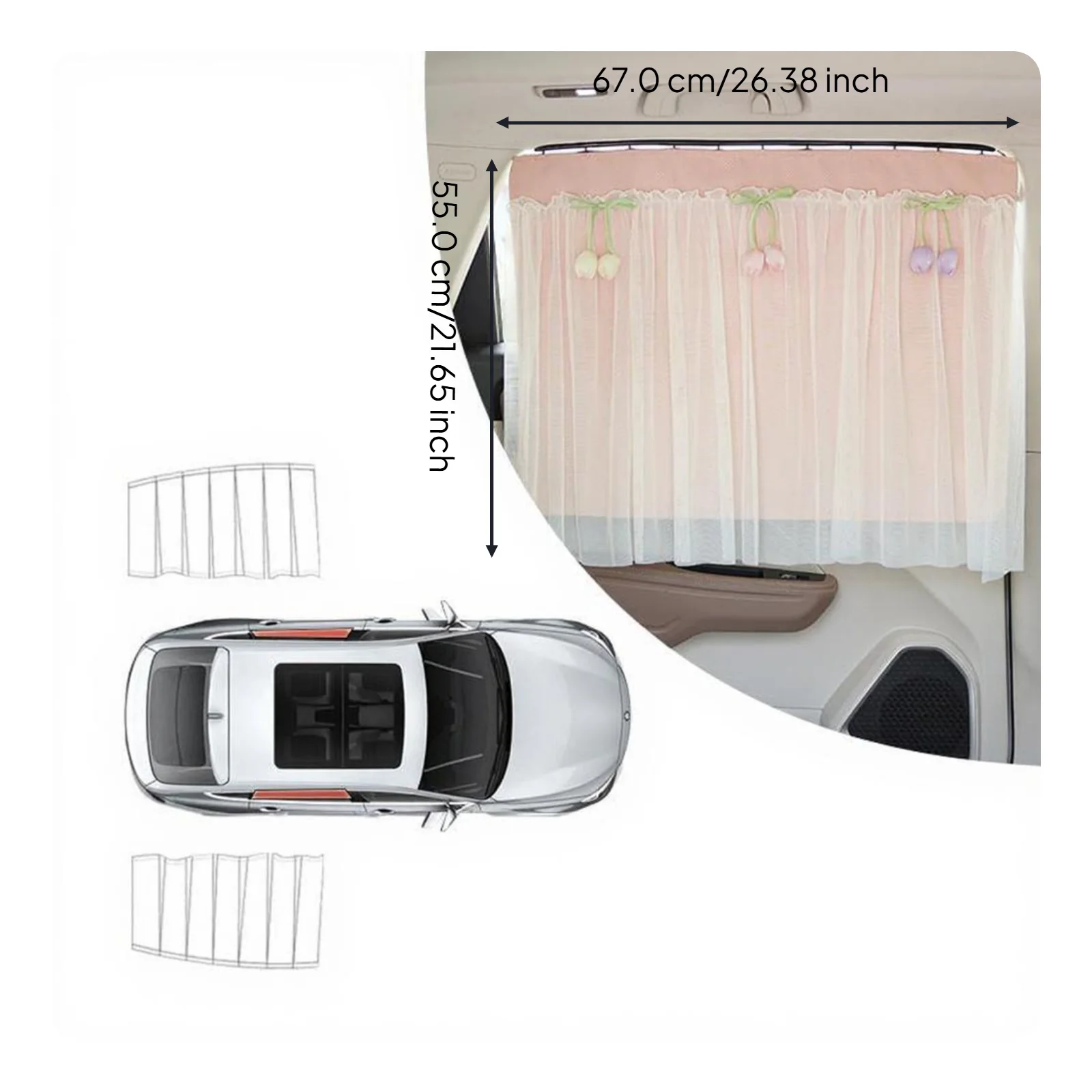 Car Window Privacy Screen, Track-Type Light & Cover, Sunlight Protection, Infant Side Window Shade, Easy Installation view 6