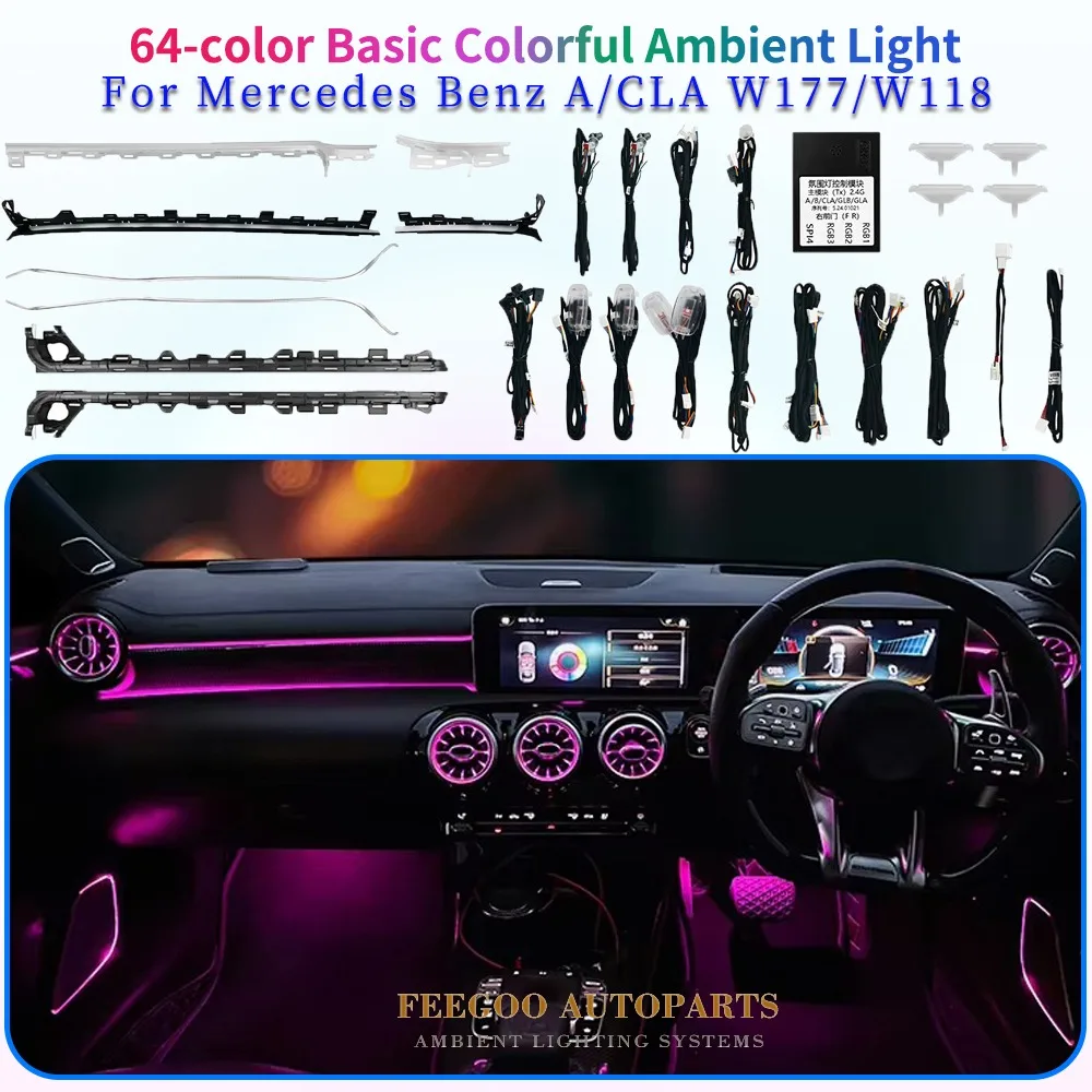 Right-hand Drive Car Basic Ambient Light for Mercedes benz A-Class W177 CLA C118 Upgrade Install Car Interior Lighting System