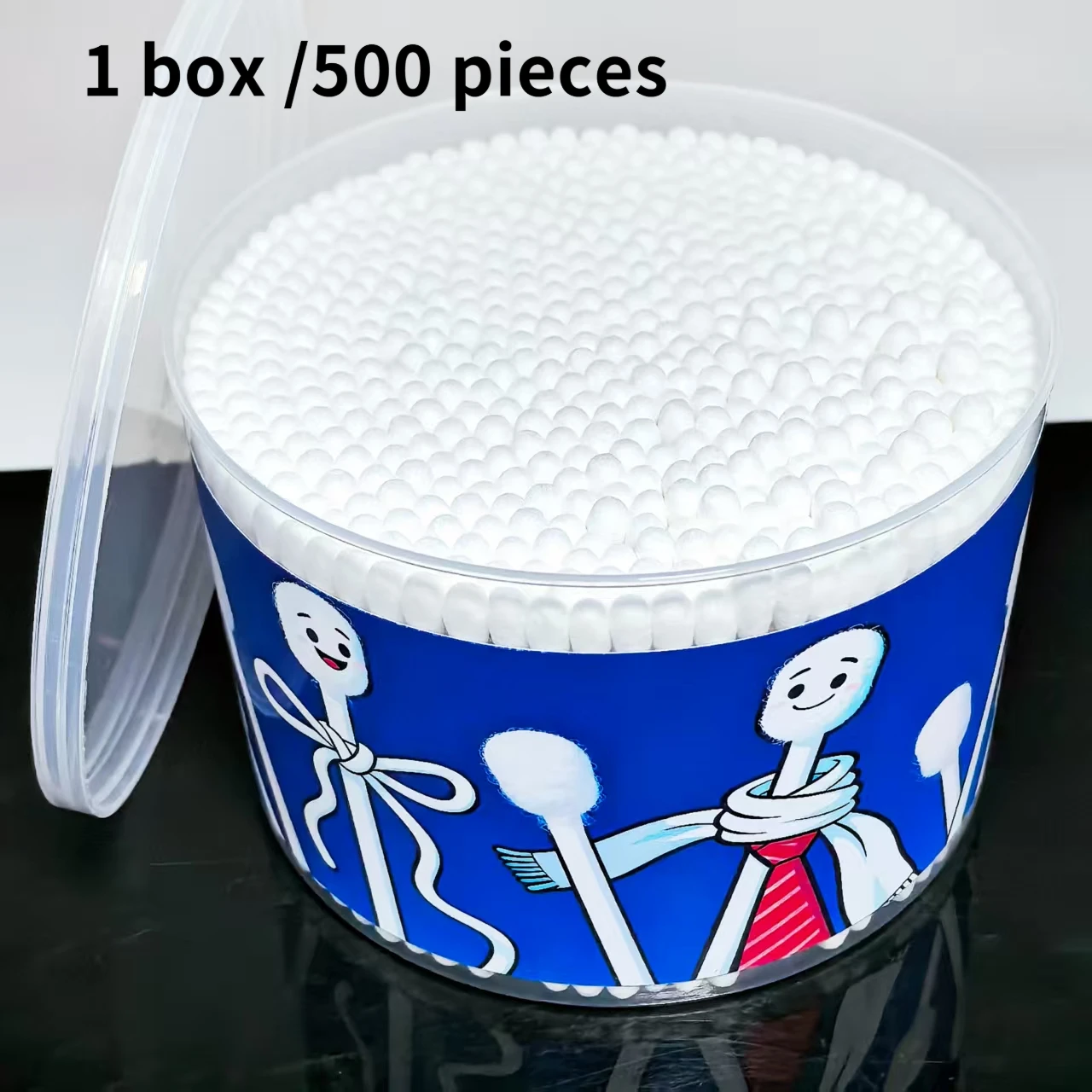 500개입 새해 복 많이 받으세요 박스 세트 창의적인 면봉, 양면 성인용 면봉, 일상 청소용 면봉