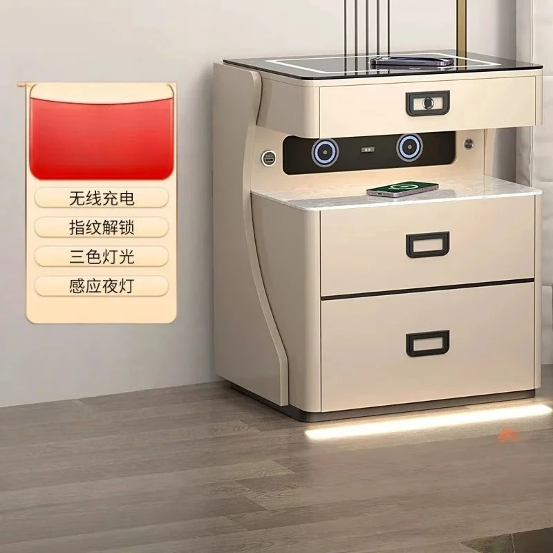 Smart bedside table, safe, integrated multi-function wireless charging, safe, bedroom bedside table, storage cabinet