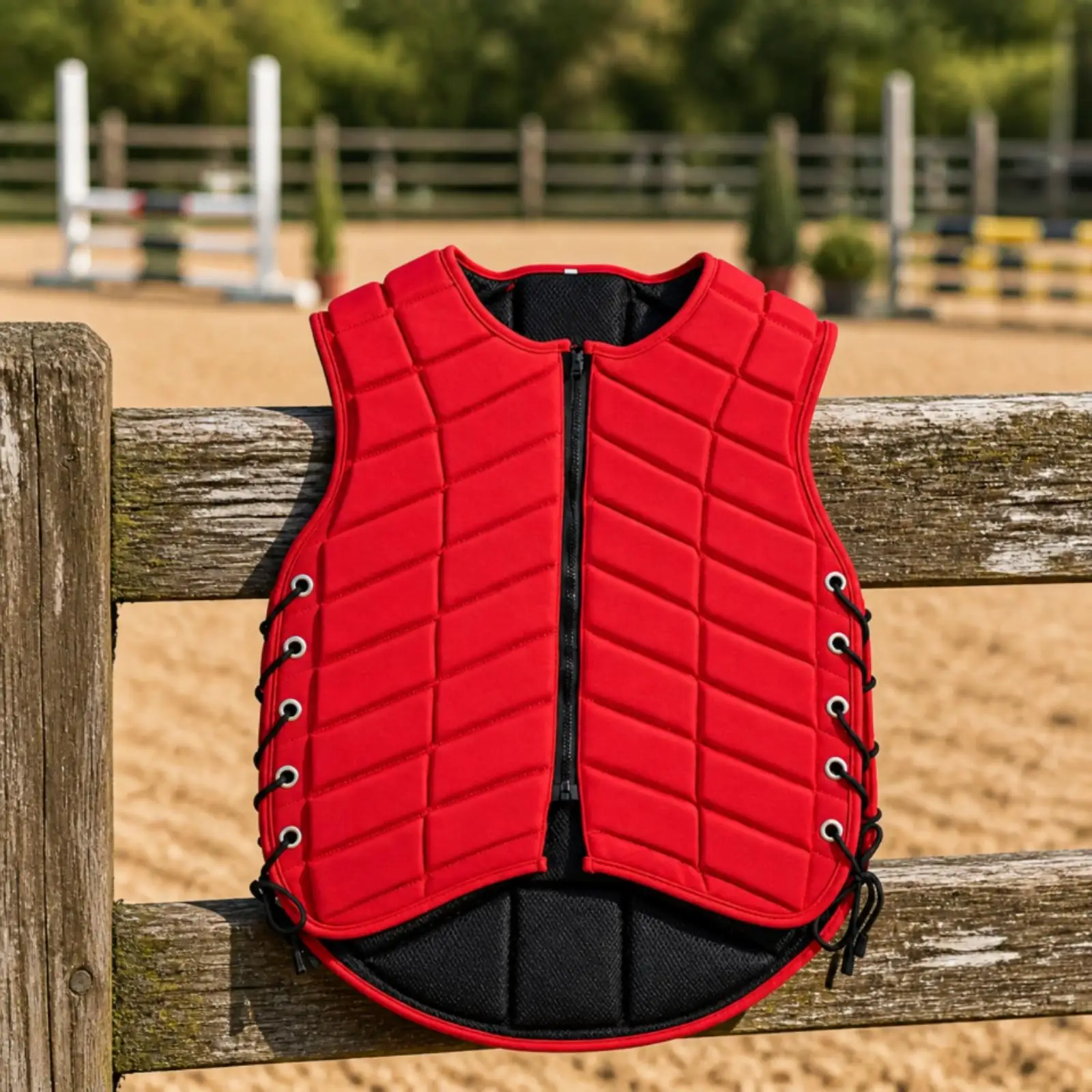 Riding Safety Vest for Horseback Equestrian Practice Breathable Impact Guard Chest Back Protection Adjustable Side Lacing for
