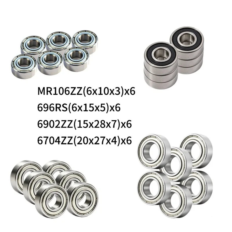 24Pcs Full Sealed Ball Bearing Kit for RC Concrete Mixer Model, Drum & Transmission Gearbox Upgrade Bearings