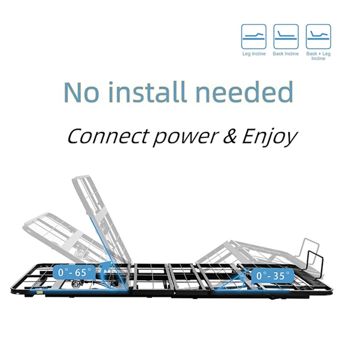 حار بيع جودة عالية آمنة قوية التوأم إطار سرير كهربائي قابل للتعديل لكبار السن #4