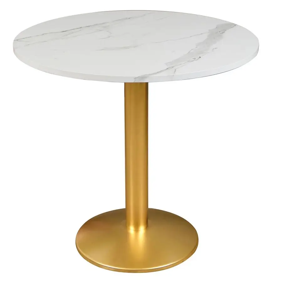 

Modern Dinning Table 30 inches Bistro Tulip Table with White Faux Marble top Gold Sturdy Metal Frame,Easy Assemble,Diameter 30in