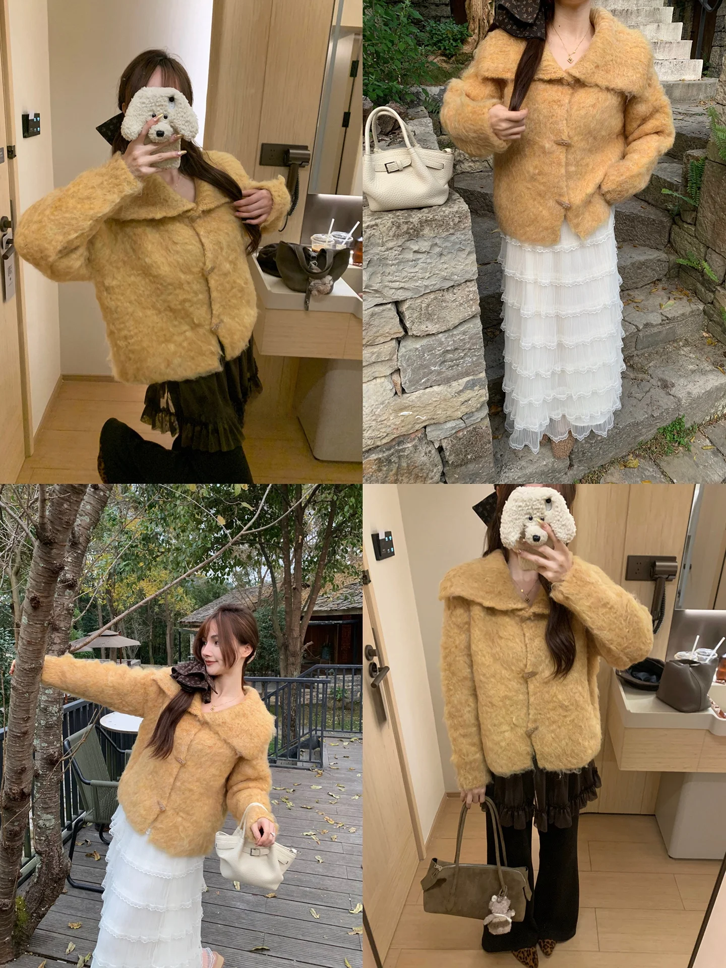 

Gentle Versatile Slimming Woolen Cardigan with Button Detail Casual Loose Fit Long Sleeve Knitted Sweater Coat for Women