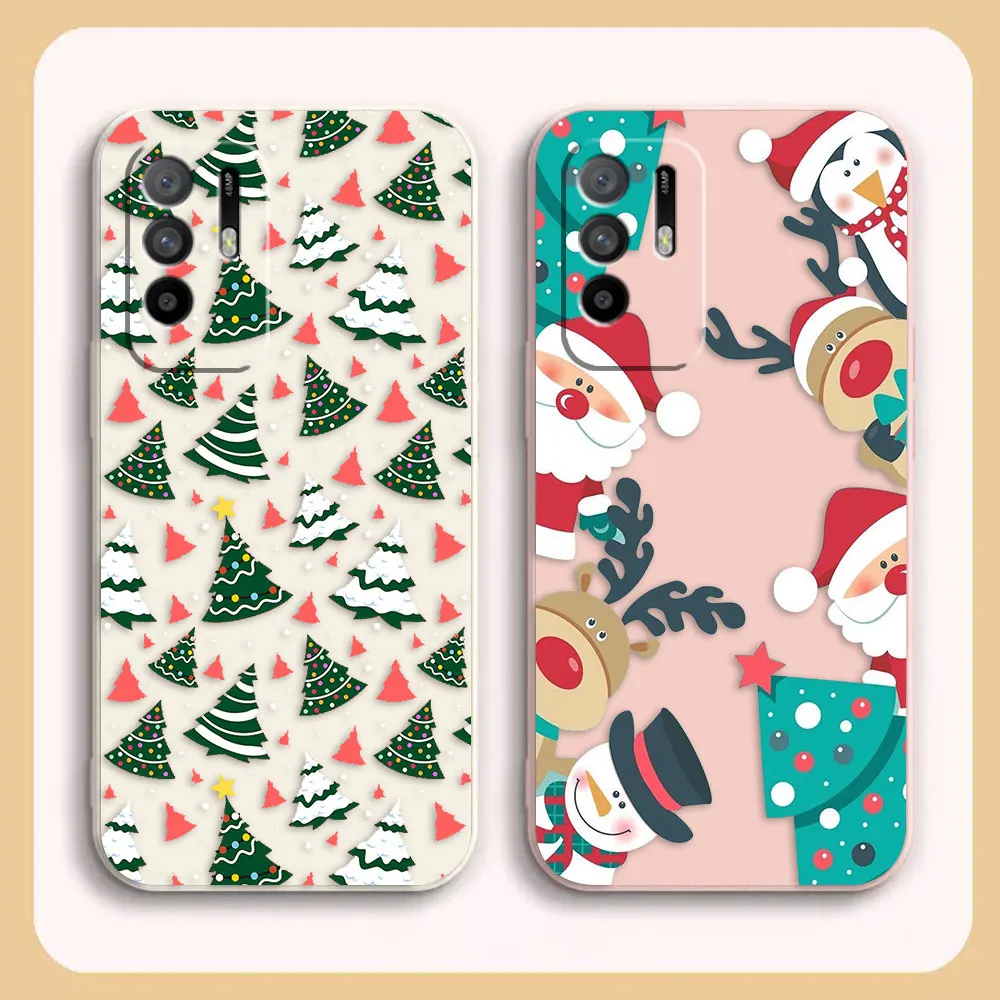 Phone Case For OPPO A52 A54 A55 A57 A78 A72 A73 A74 A91 A93 A92S A94 A95 A96 4G 5G Case Funda Shell Merry Christmas Tree Santa