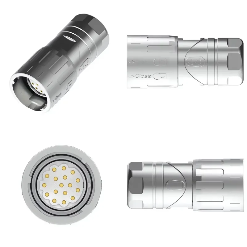 M23 Female Push-Pull Signal Power Field Winding Motor Servo Quick Connector Automotive Brass Gold Plated/Silver 17 Pins IEC,