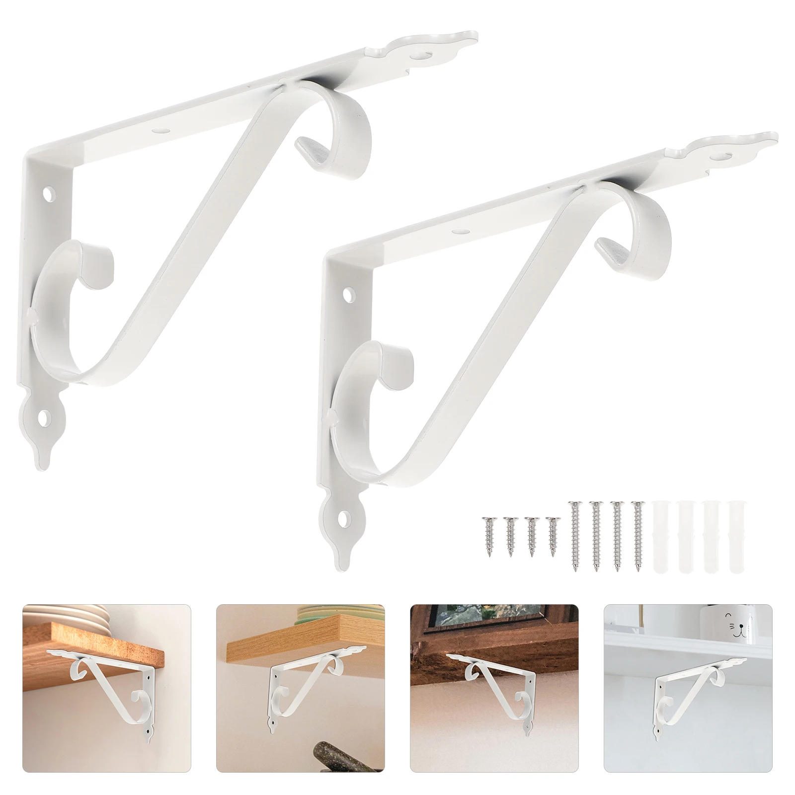 

2 Sets Wall Shelf Fixed Heavy Duty Iron Triangle Shelf Supports Sturdy Load-Bearing Wall Mounted Corner Brackets For Wooden