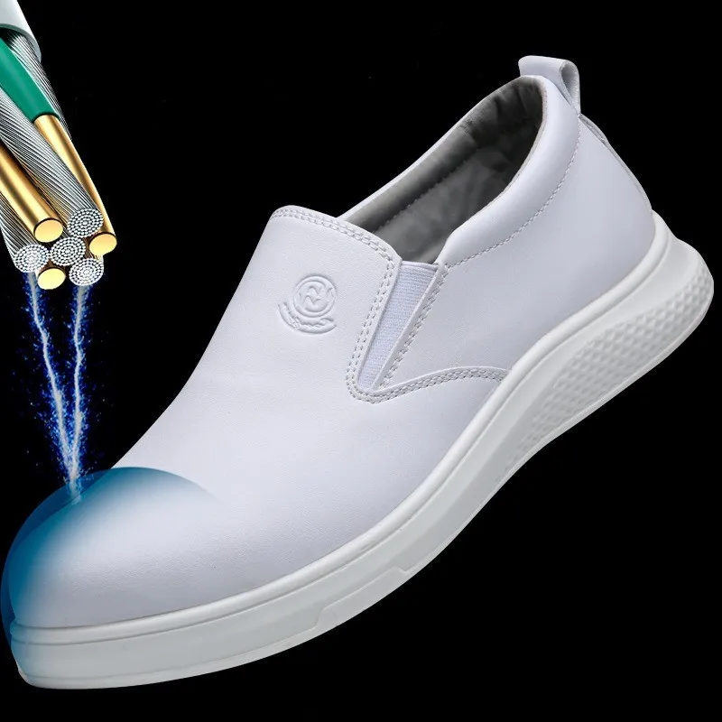 Imagem -02 - Sapatos de Segurança Anti-estática com Sola pu Microfibra Couro Branco Anti-quebra Anti-perfuração Respirável Antiderrapante Trabalho Novo