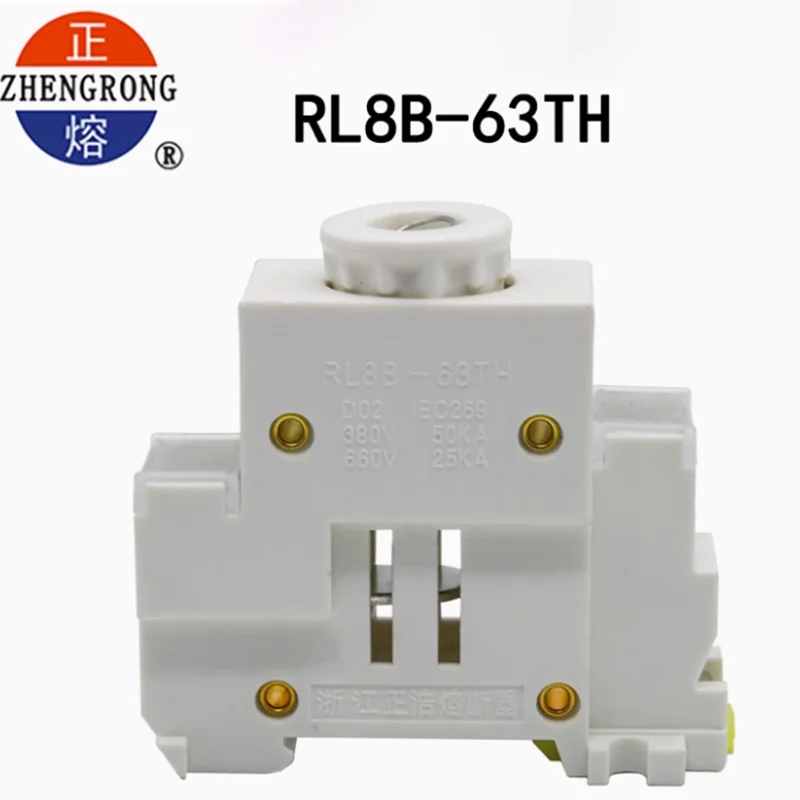 Guide rail RL8B-63 RL8B-63TH spiral R026 RO26 fuse RL98 base D02 ceramic 380V-660V installation TH35