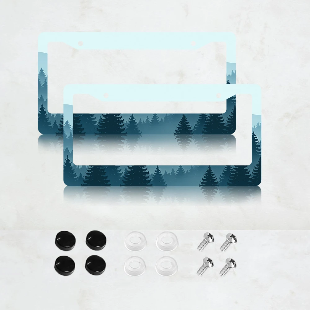 

Рамка для номерного знака с 2 отверстиями, 2 шт., в ретро-стиле «Лес», алюминиевая, 6x12 дюймов, сине-белая, в комплекте с винтами