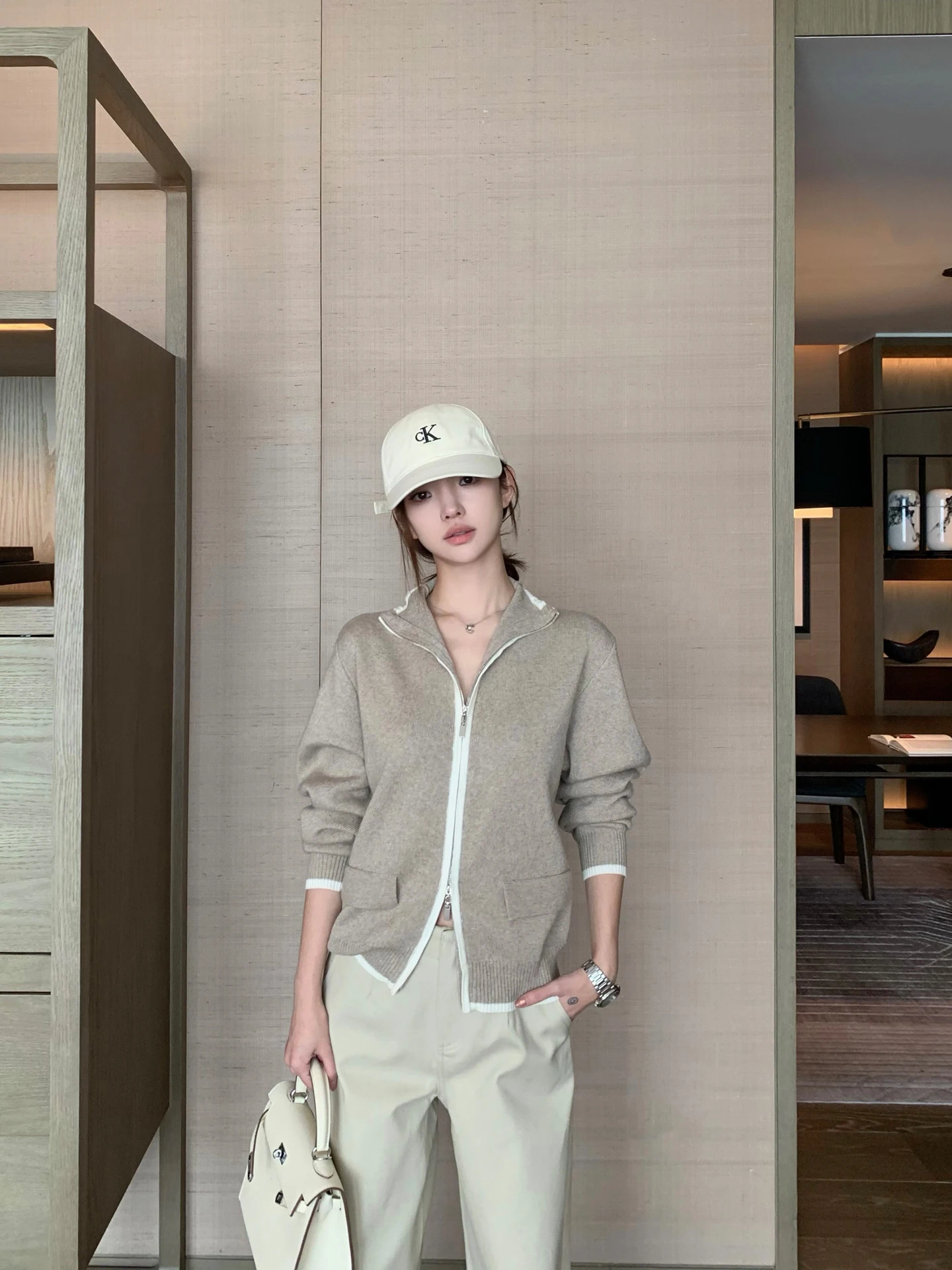 

Buleng Women's Knitted Sweater Jaet Double Zipper Design Korean Sle Long Sve Stand Collar Cardigan for Autumn Winter