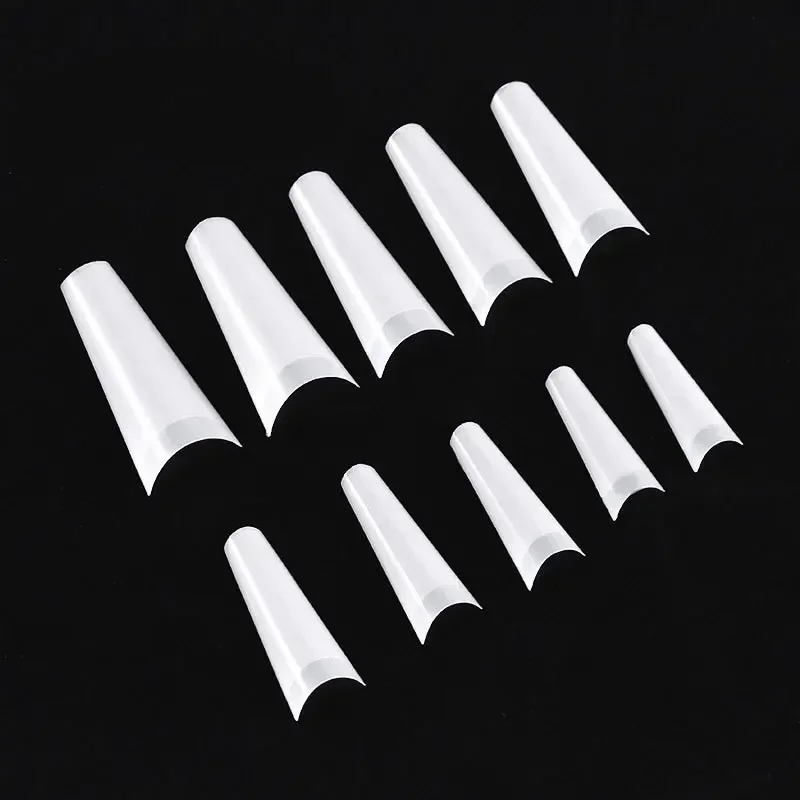 60/120/500/600Pc Long False Nail French Coffin Acrylic Half Nail Tips Transparent Natural False Nails Supplies for Professionals