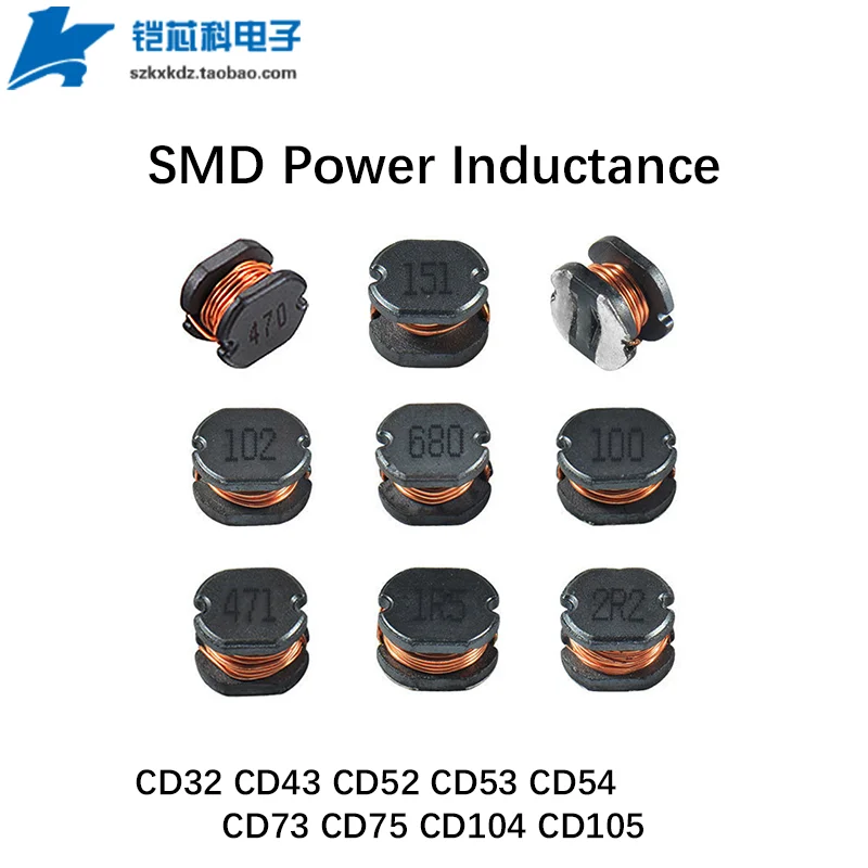 

50Pcs CD32 SMD Power Inductance 1uH 1.5uH 2.2uH 3.3uH 4.7uH 6.8uH 10uH 15uH 22uH 33uH 47uH 68uH 100uH Wound Power Inductor