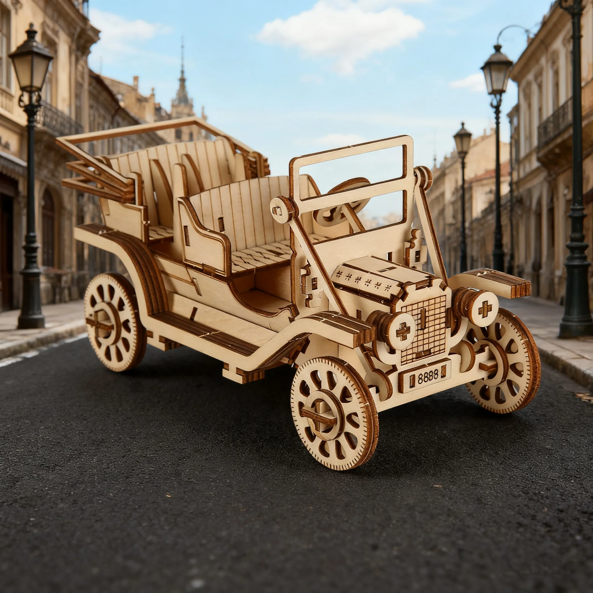 DIY Vintage Open-Top Roadster 3D Wooden Puzzle Classic Car Model