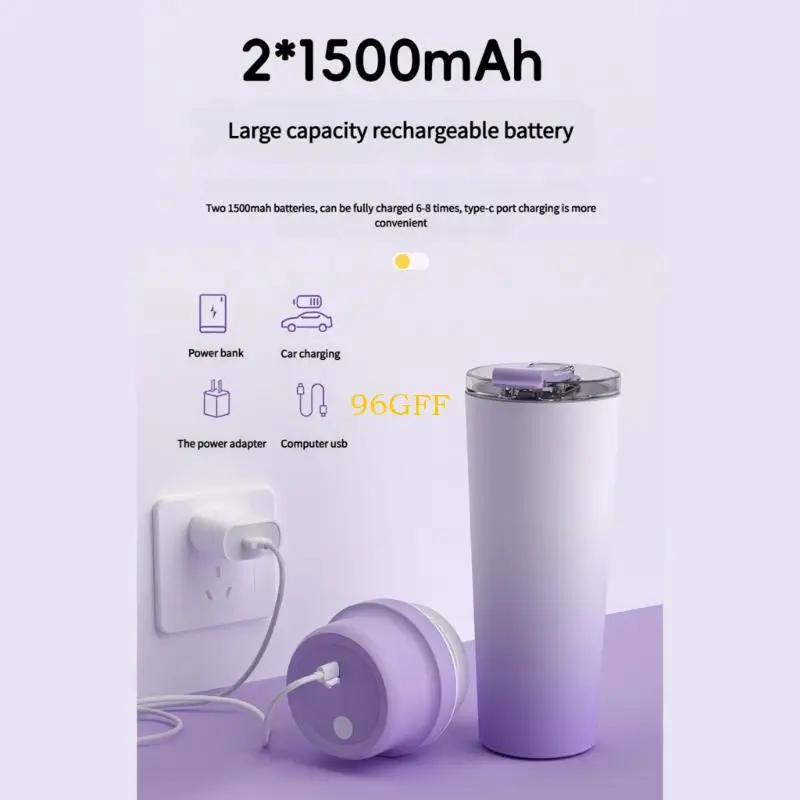 96gf-650mlポータブルブレンダーカップ電気充電式ジューサーブレンダーシェイクとジュースミキシングジュース用のポータブルブレンダー