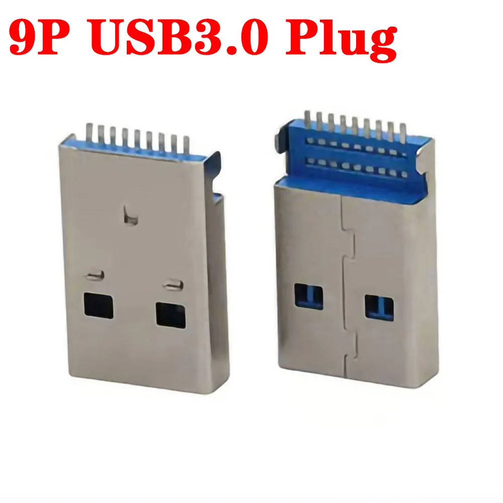 10pcs USB 3.0 Male Type A SMT 9 Pin Connectors Female Quick USB Connector Port Jack Sockect Terminals Tail Plug DIY Soldering