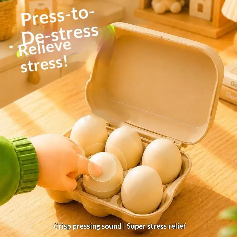 Button Clicker Keychain Minimalist Beige Egg Shape Pocket Size Fidget Toy for School Students Stress Relief
