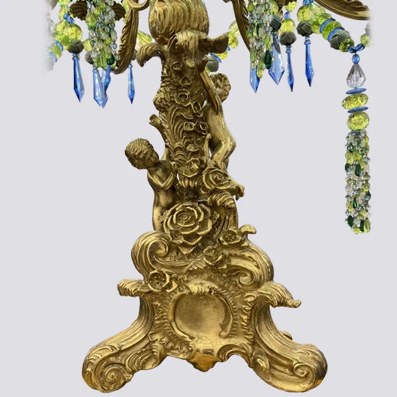 مصباح مكتبي فرنسي من النحاس بالكامل، غرفة نوم دراسة فنية عتيقة