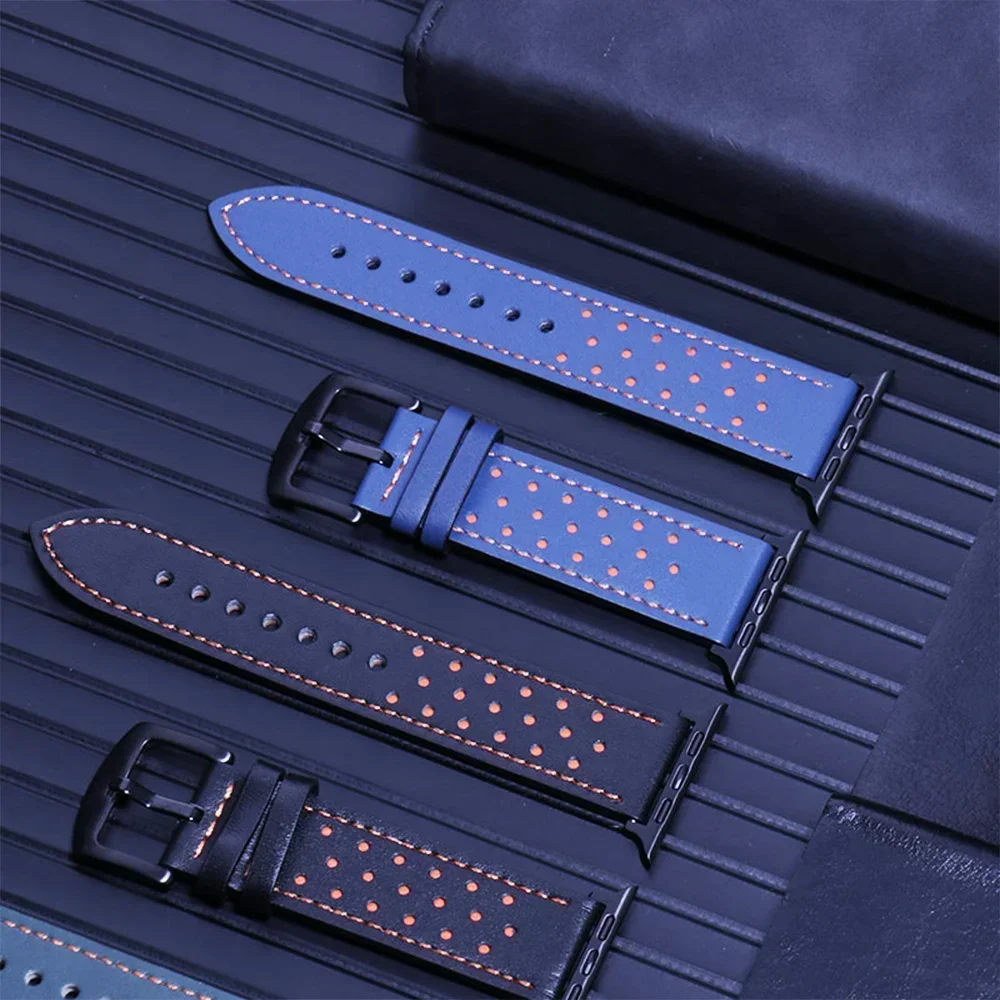 Cinturino in pelle per cinturino Apple watch 45mm 44mm Ultra2 49mm 40mm 42mm 38/41mm 44 45mm Retro bracciale iWatch serie 9 8 7 4 5 6 3 se