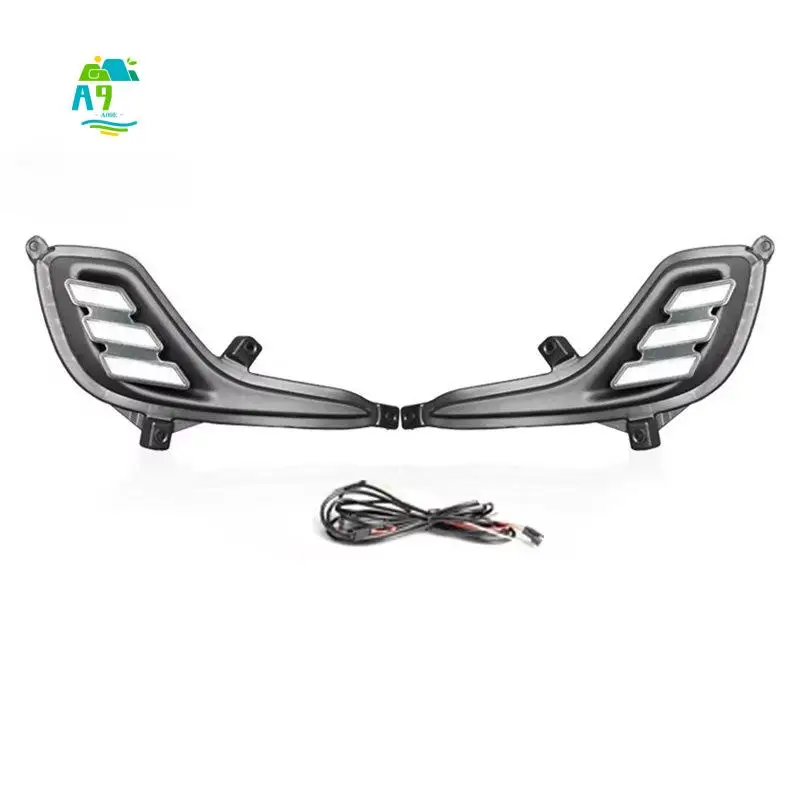 A09E-LED Daytime Running Lights DRL For Accent Verna 2012-2017 Front Fog Light Turn Signal Light Accessories